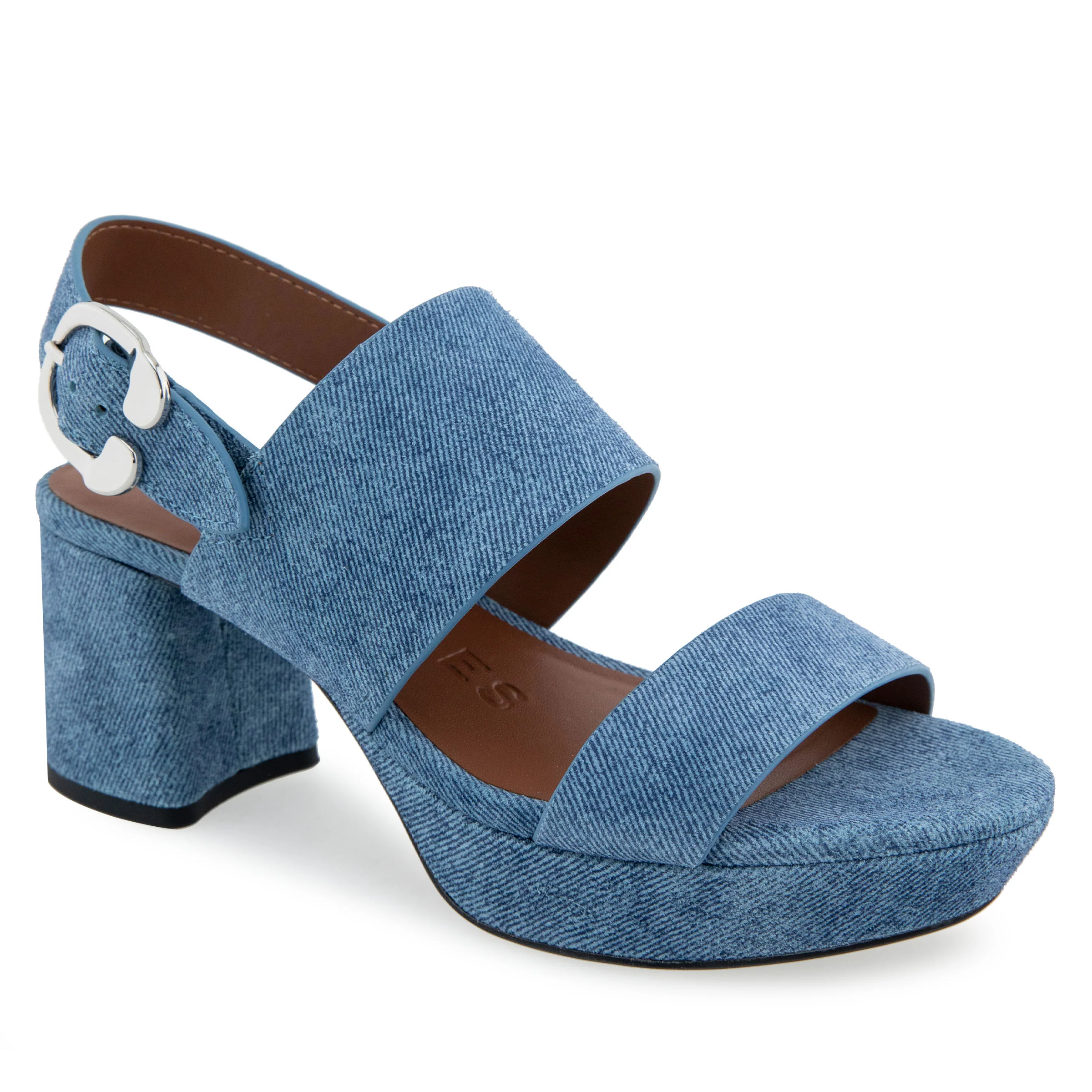 Camera Sandal Platform | Blue Jean Denim Suede
