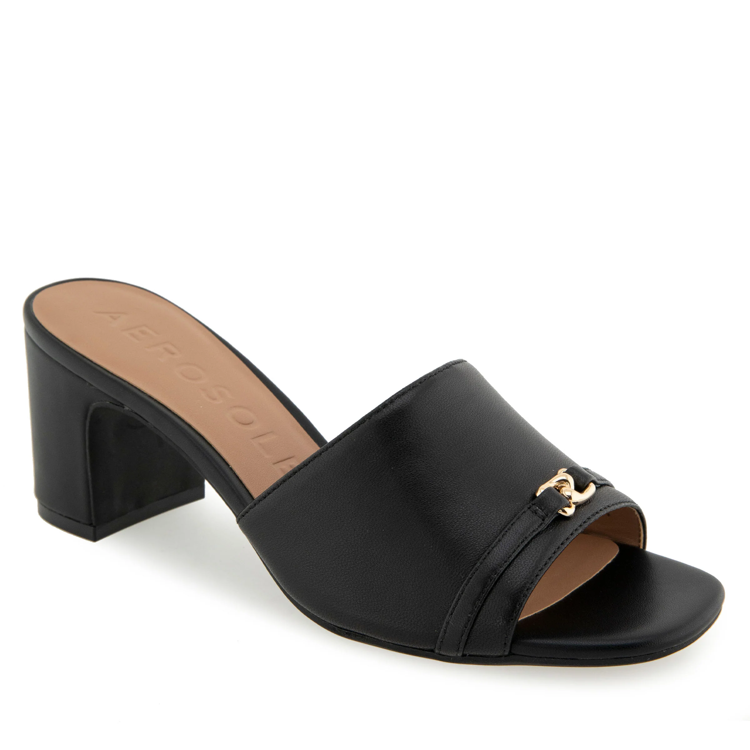 Gela Sandal Dress Block Heel | Black Leather