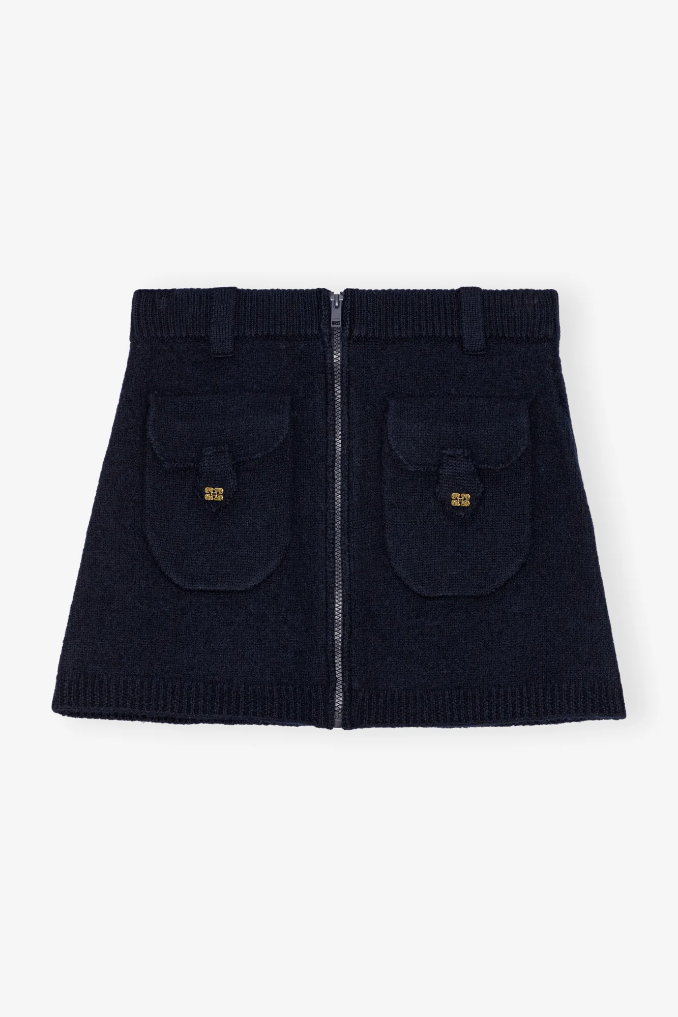 Boiled Wool Mini Skirt | Sky Captain