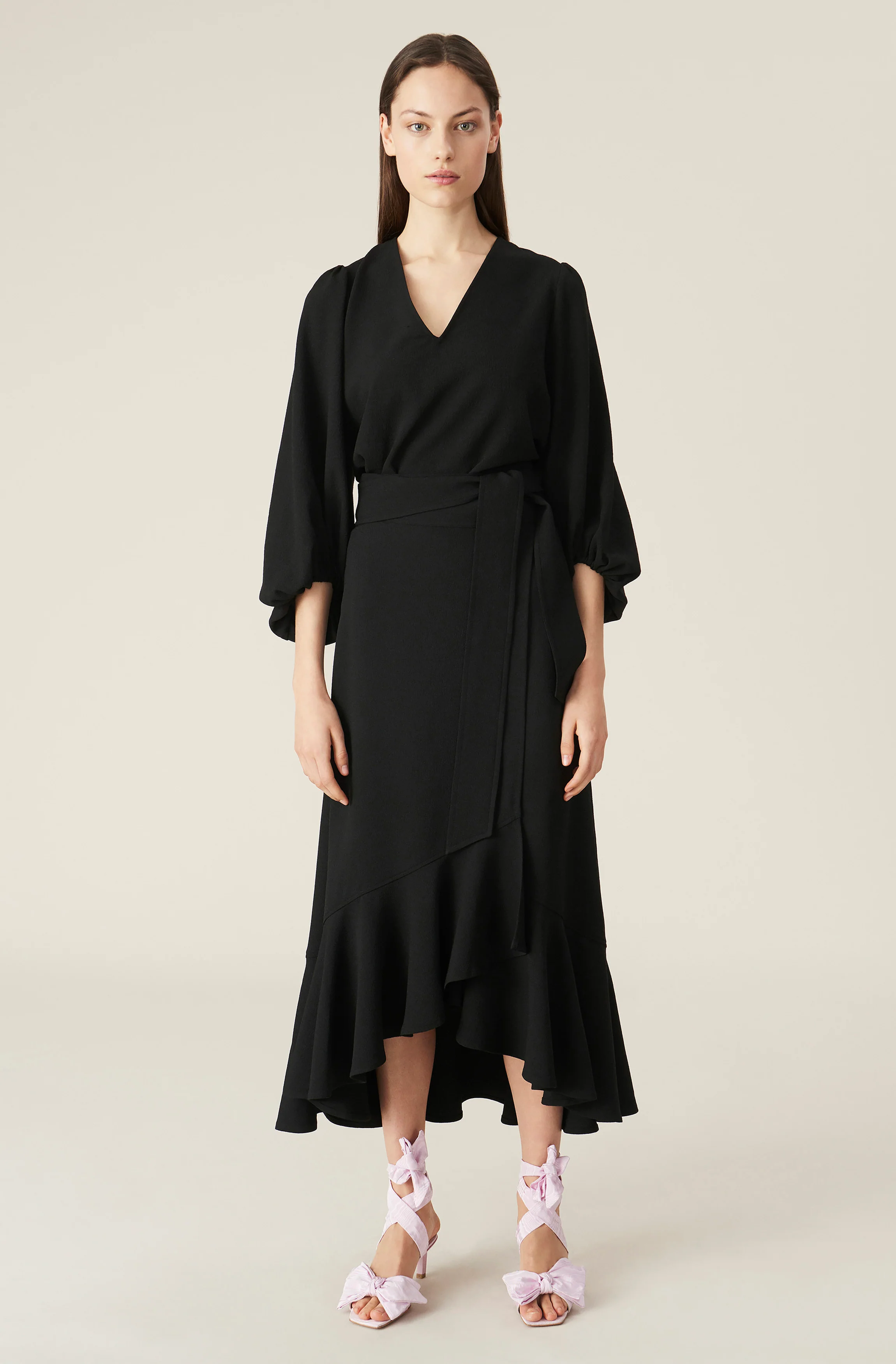 Crepe Wrap Midi Skirt | Black - Image 2