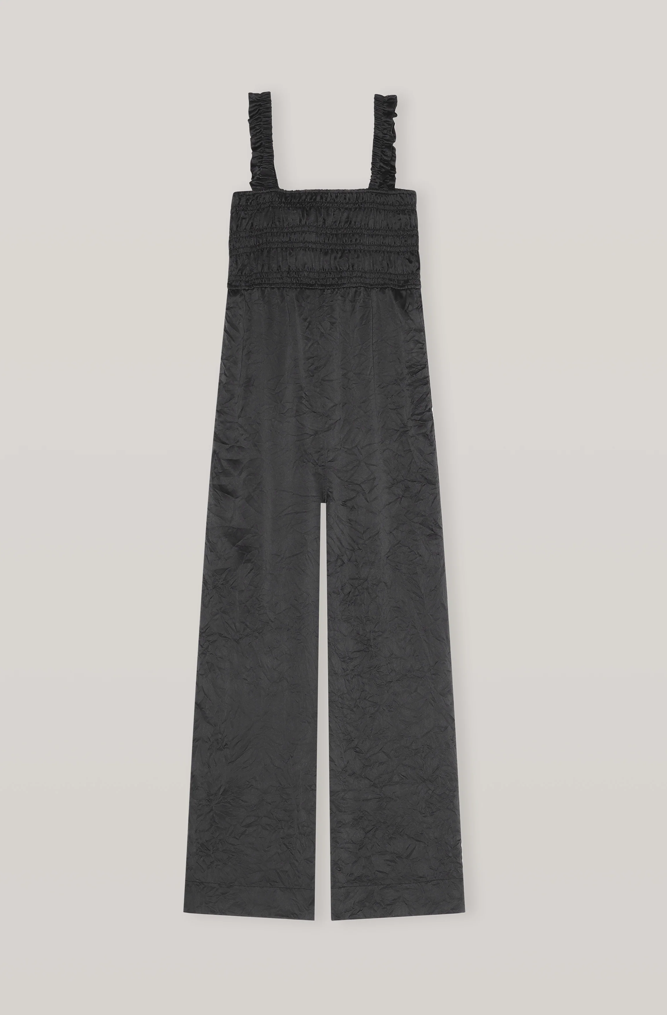 Crinkled Satin Jumpsuit | Black