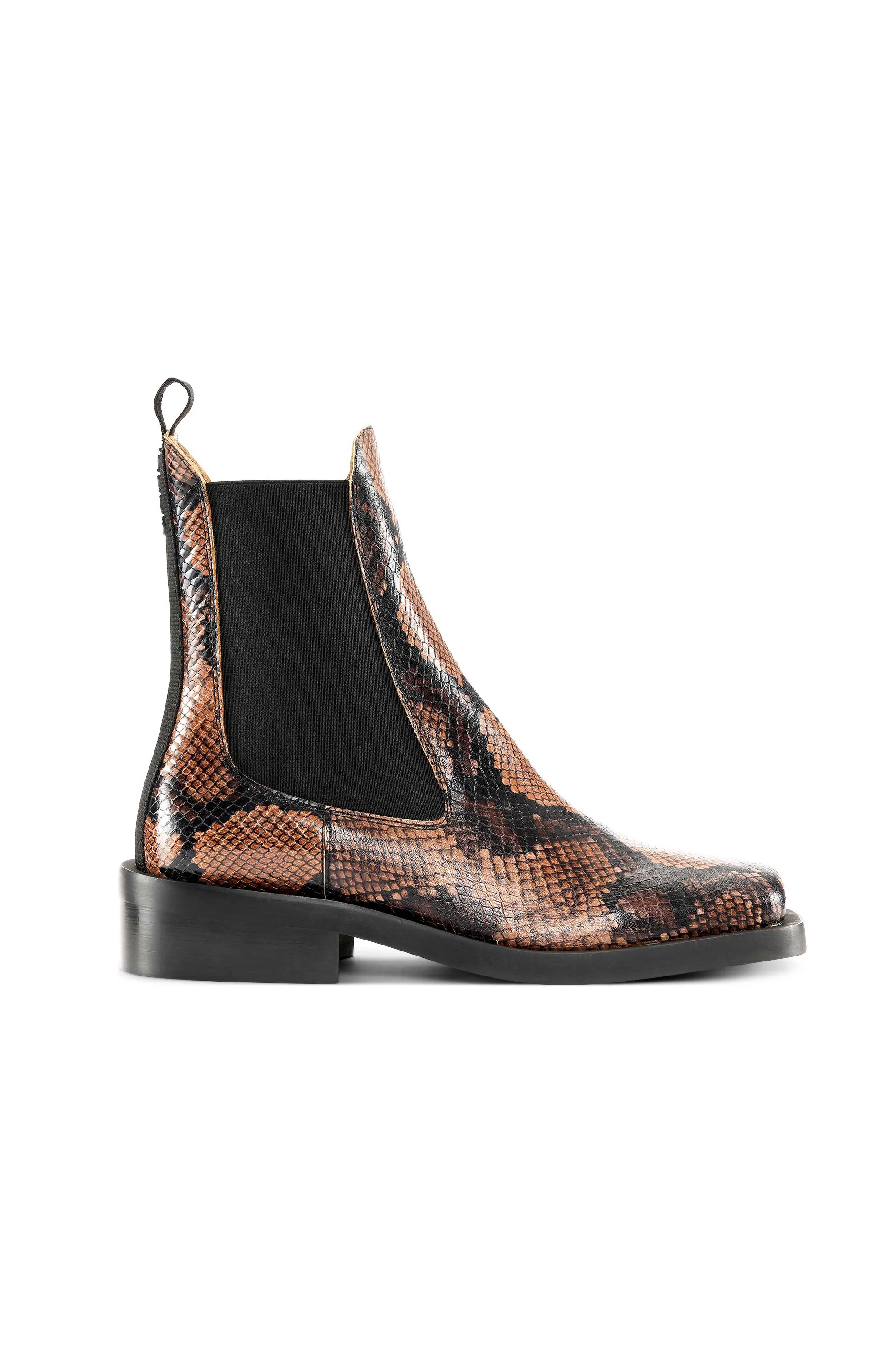 Embossed-Snakeskin Chelsea Boots | Cognac