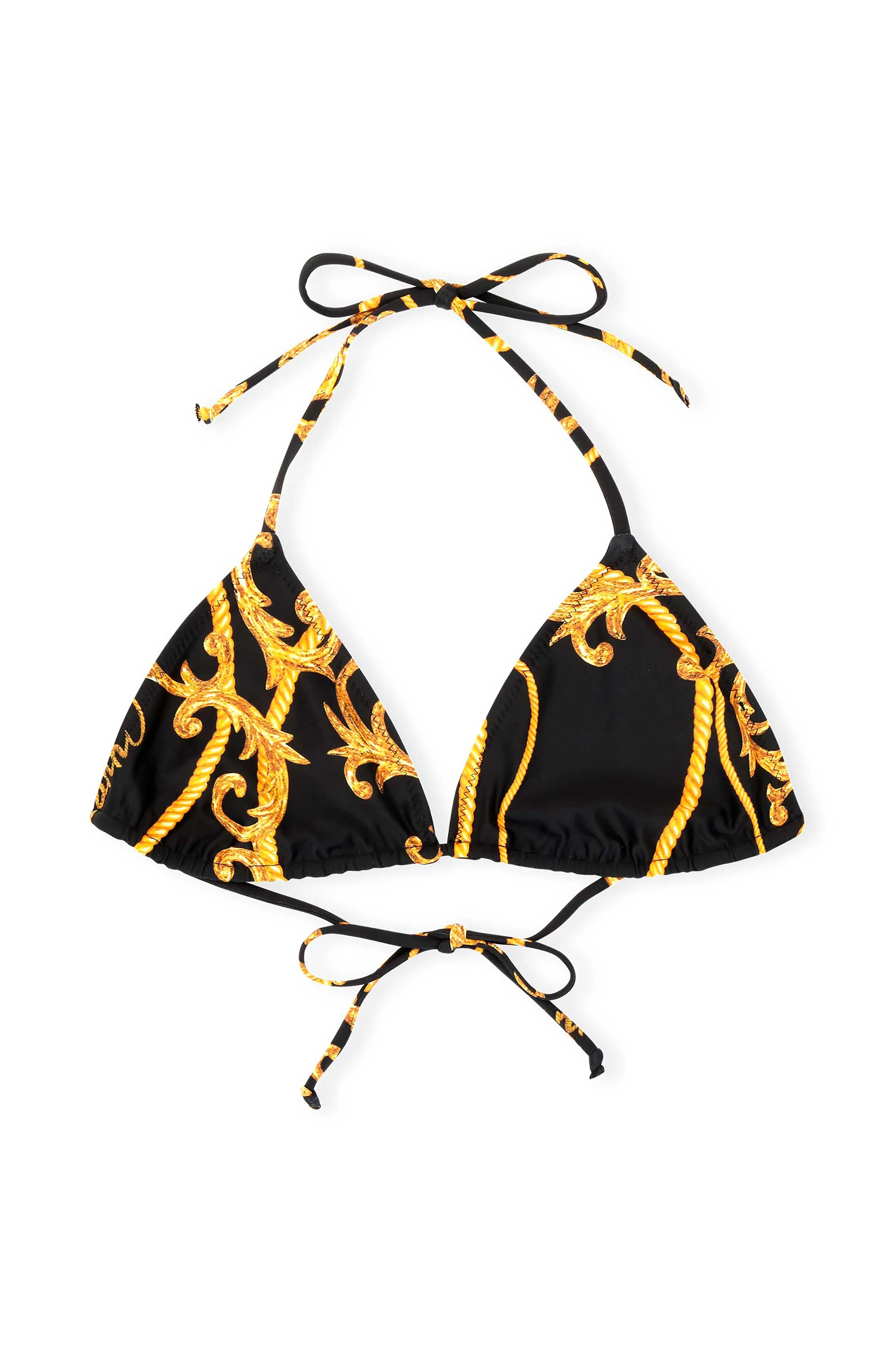 Gold Pattern String Bikini Top | Black