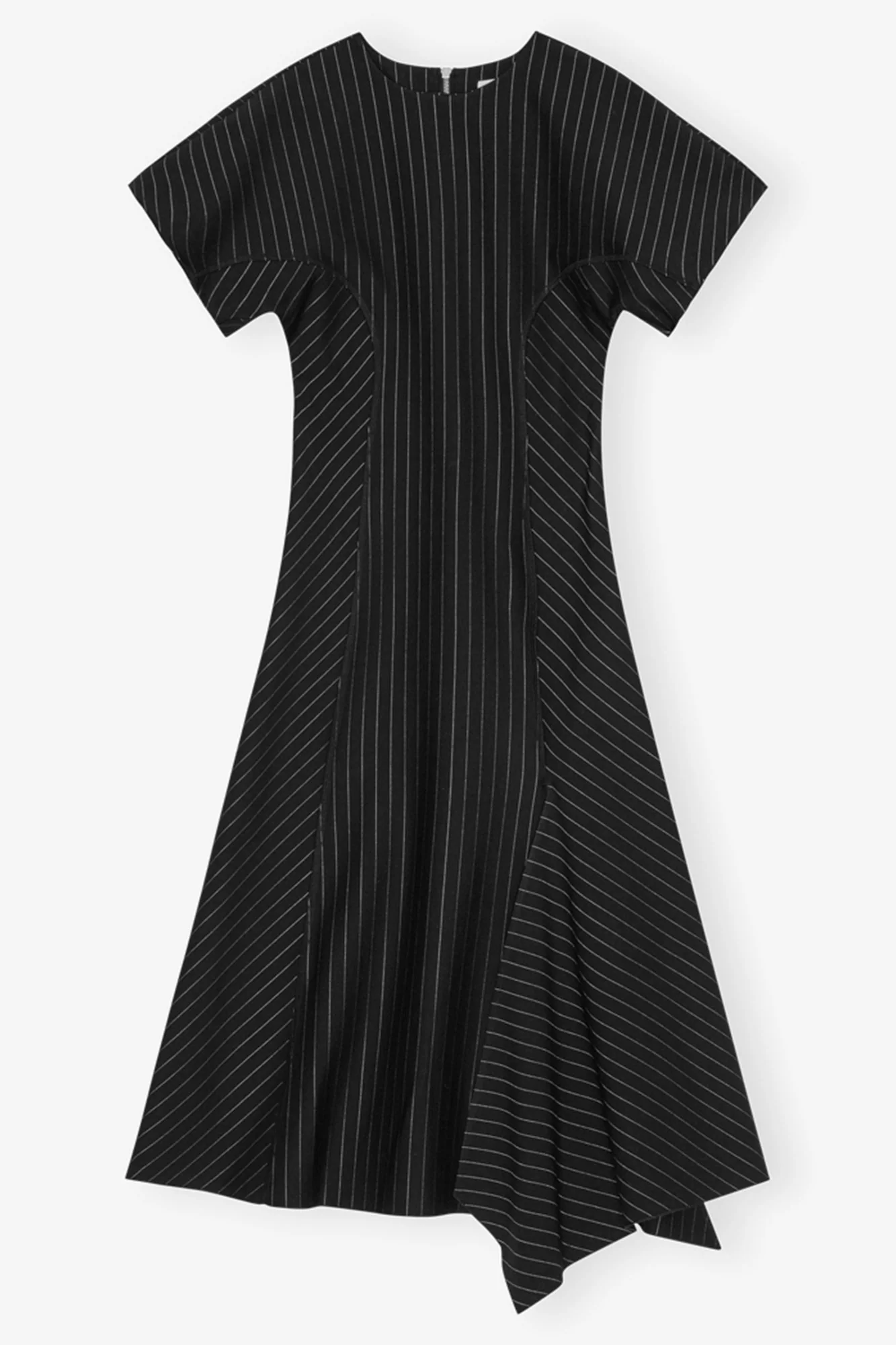 Pinstripe Long Dress | Black