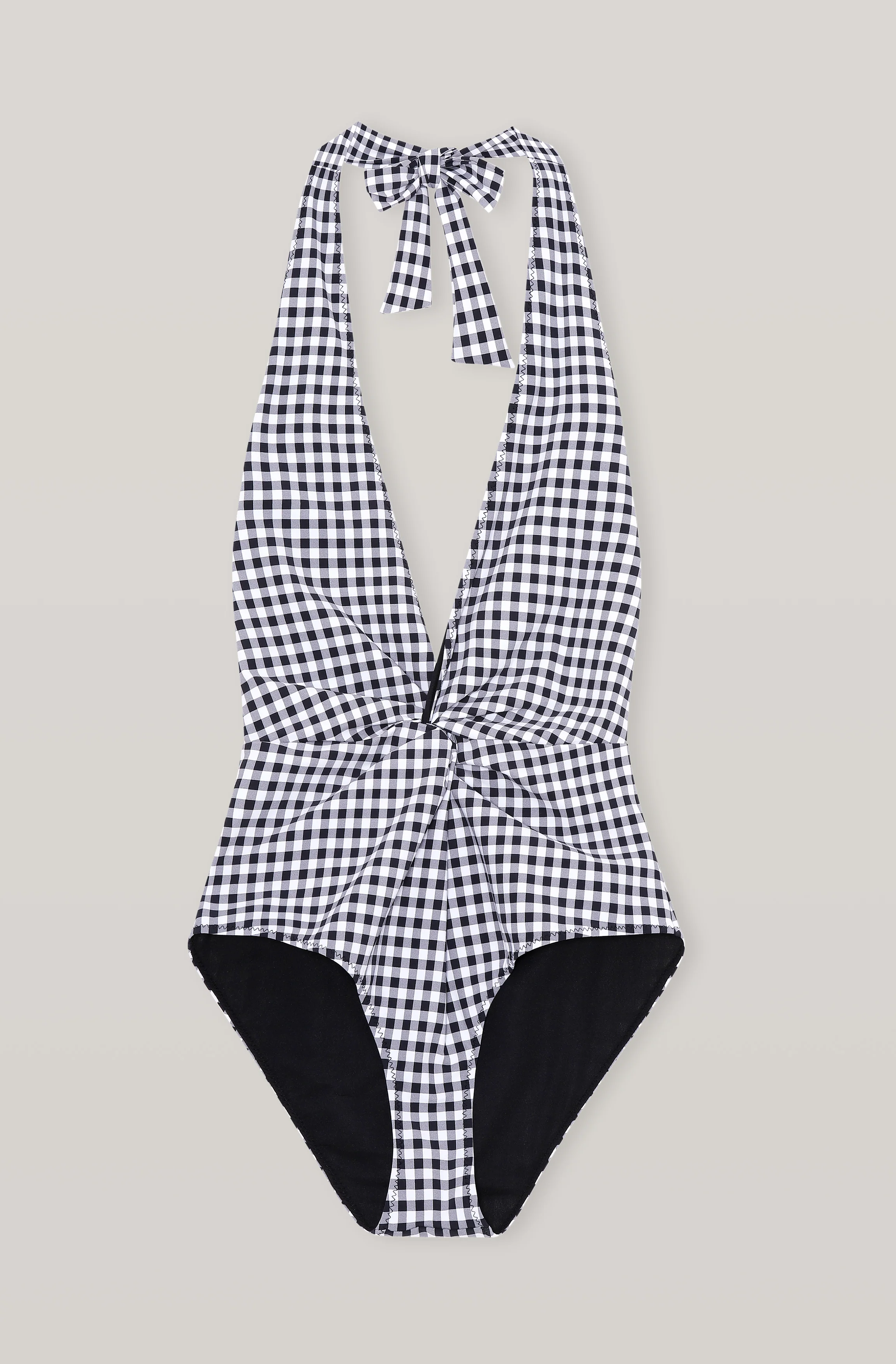 Recycled Check Front Twist Swimsuit | Black