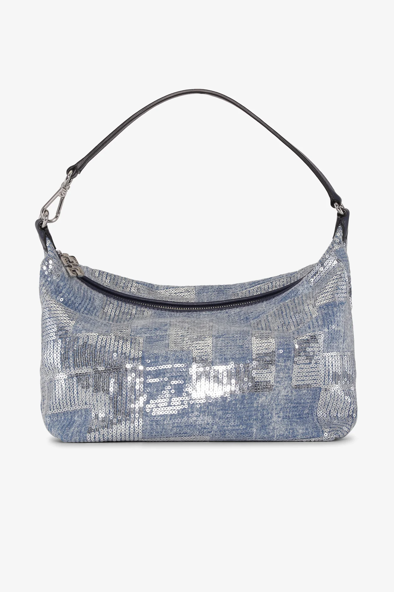 Sequin Medium Butterfly Pouch Satin Bag | Denim