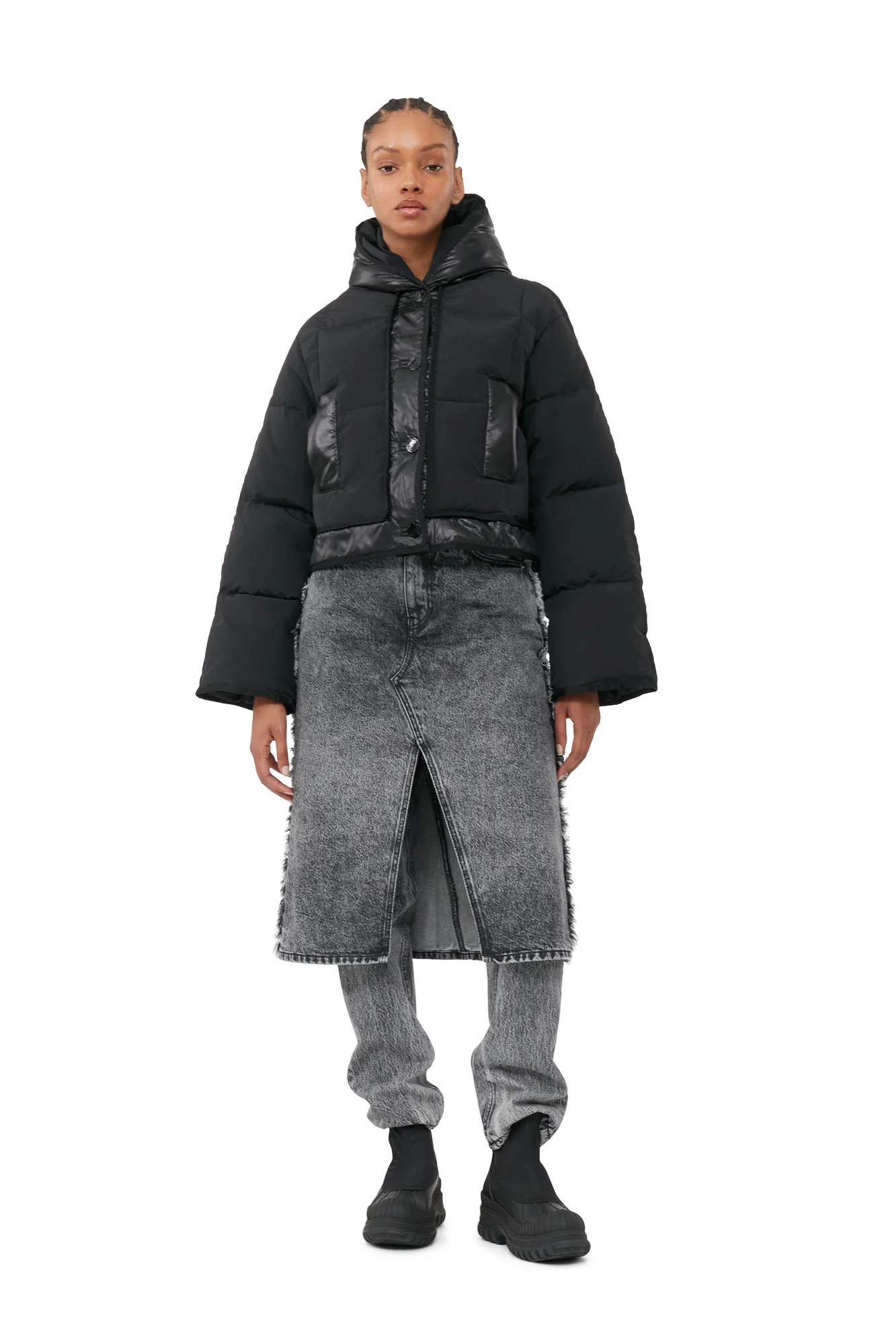 Short Hooded Puffer Jacket | Black - Image 3