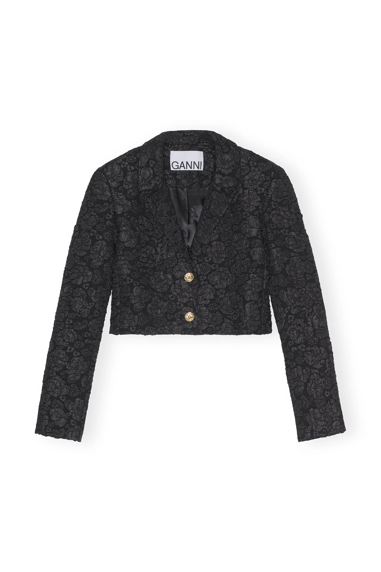 Stretch Jacquard Cropped Blazer | Black