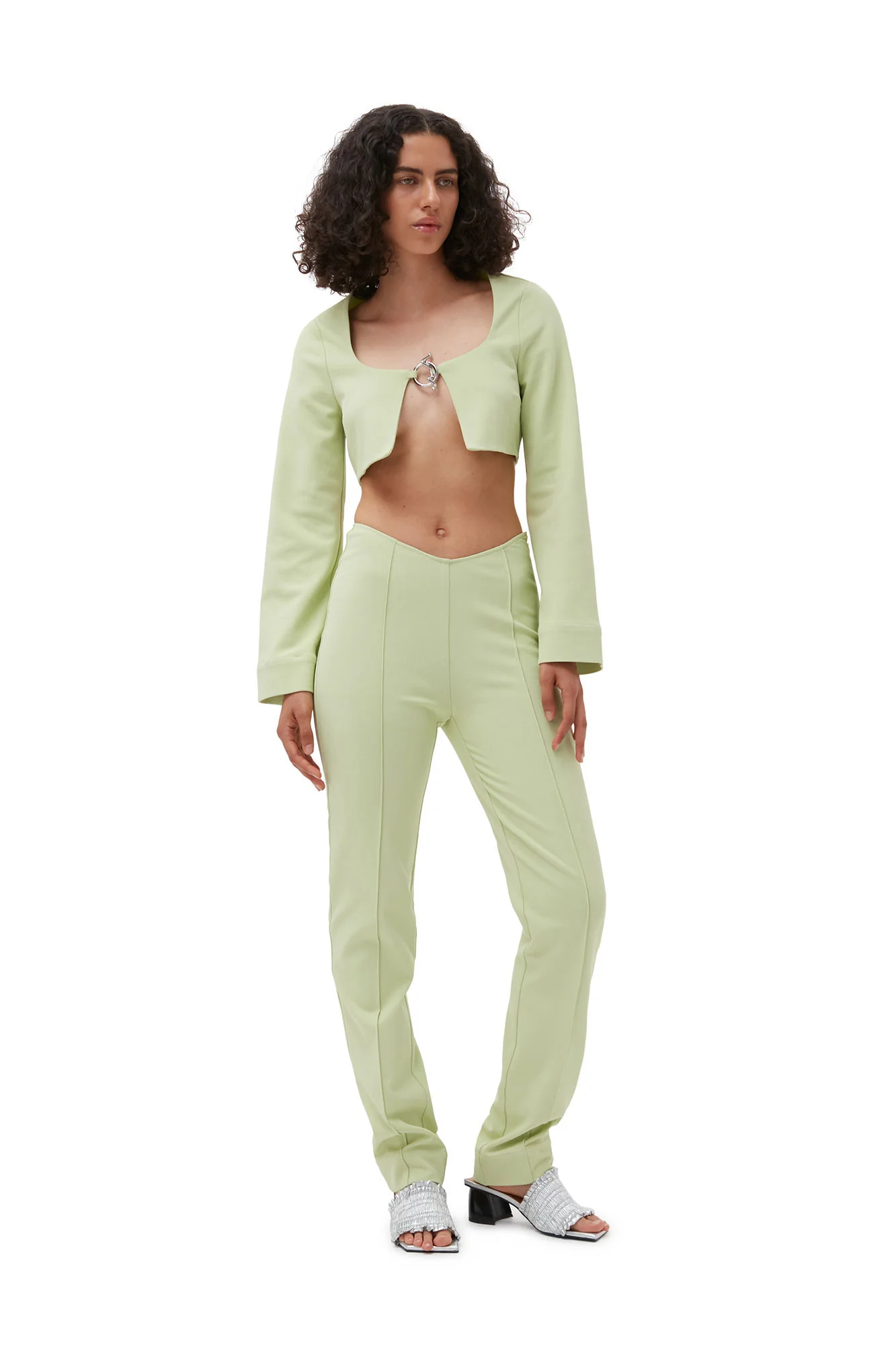 Stretch Suiting Tight Trousers | Lily Green - Image 3
