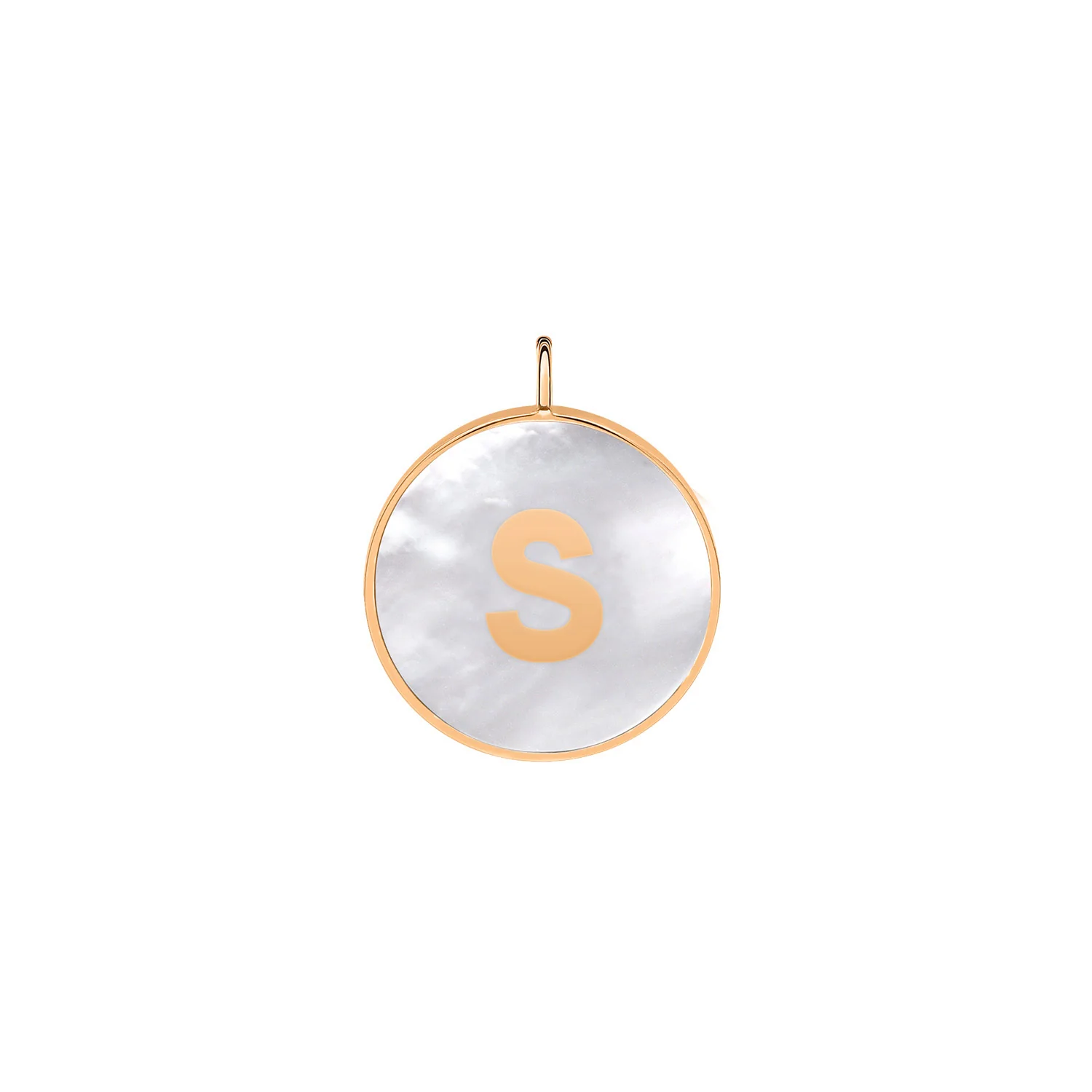 Initial Ever White Mop Disc Pendant - S | 18K Rose Gold