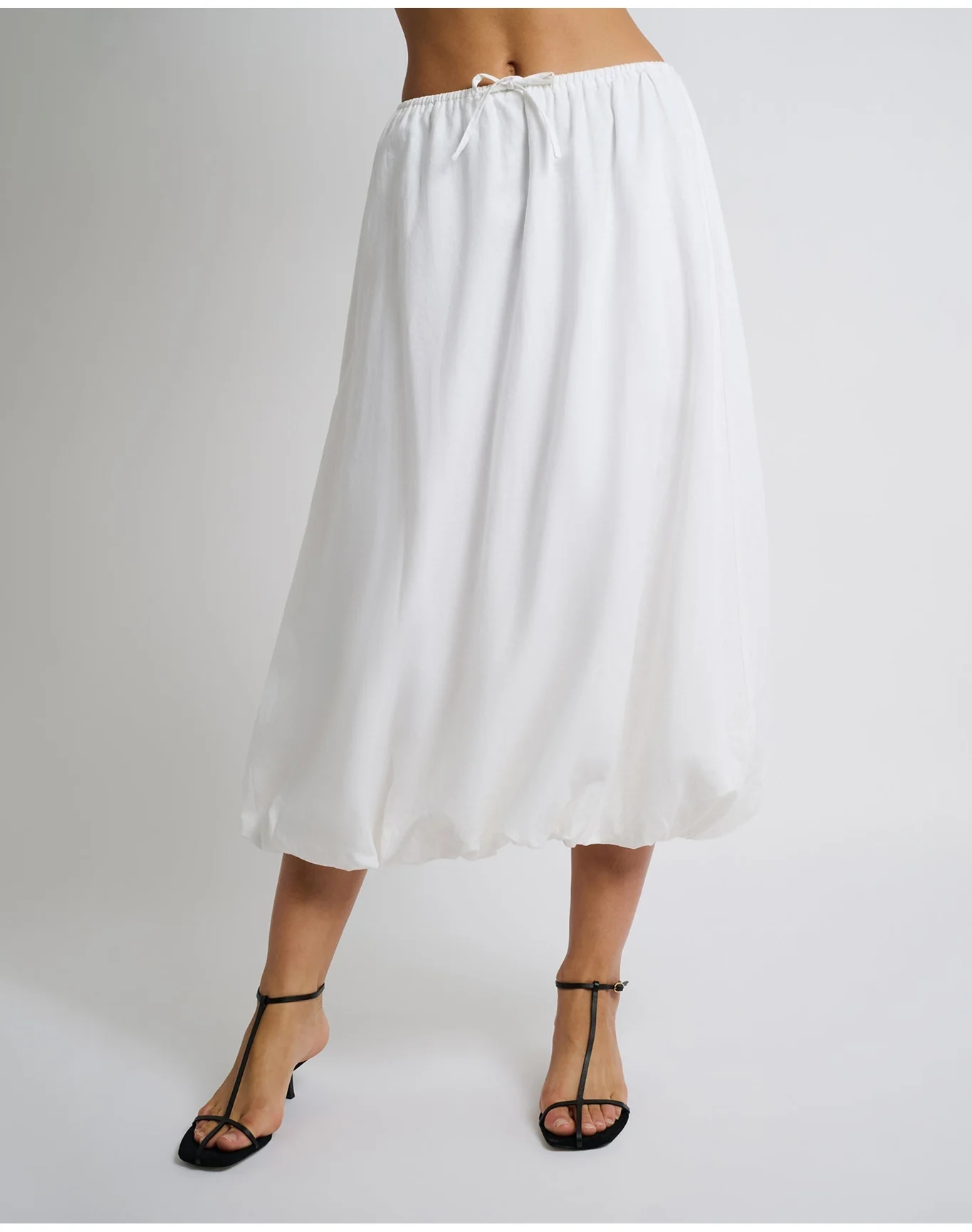 Women | Air Linen Bubble Maxi Skirt | White