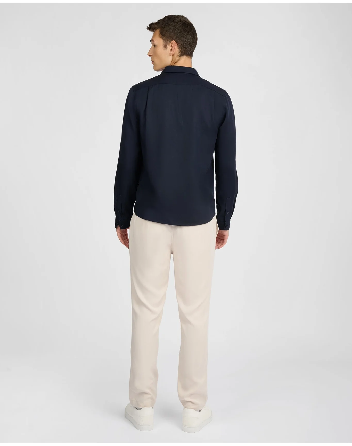 Men | Lyocell Long Sleeve Shirt | Midnight - Image 6
