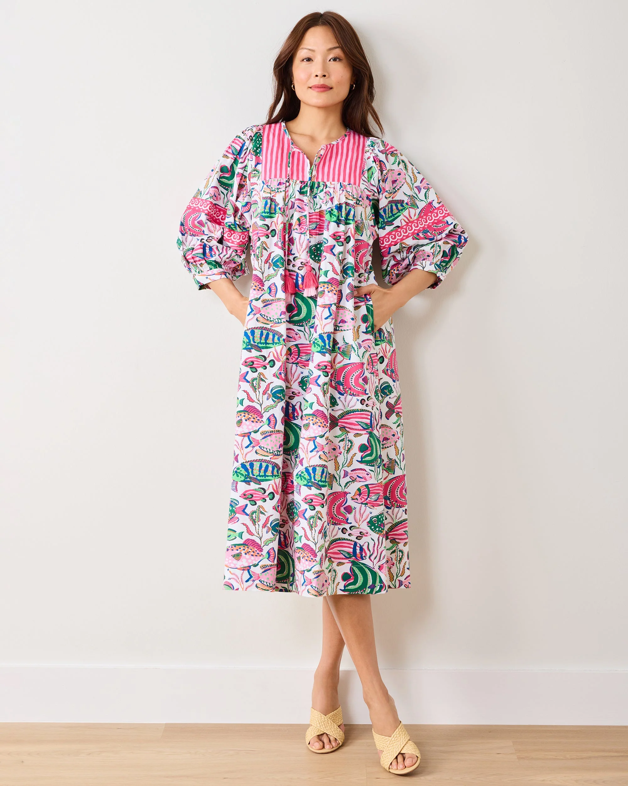 Tropical Fish - Flower Charmer Midi Dress | Cloud